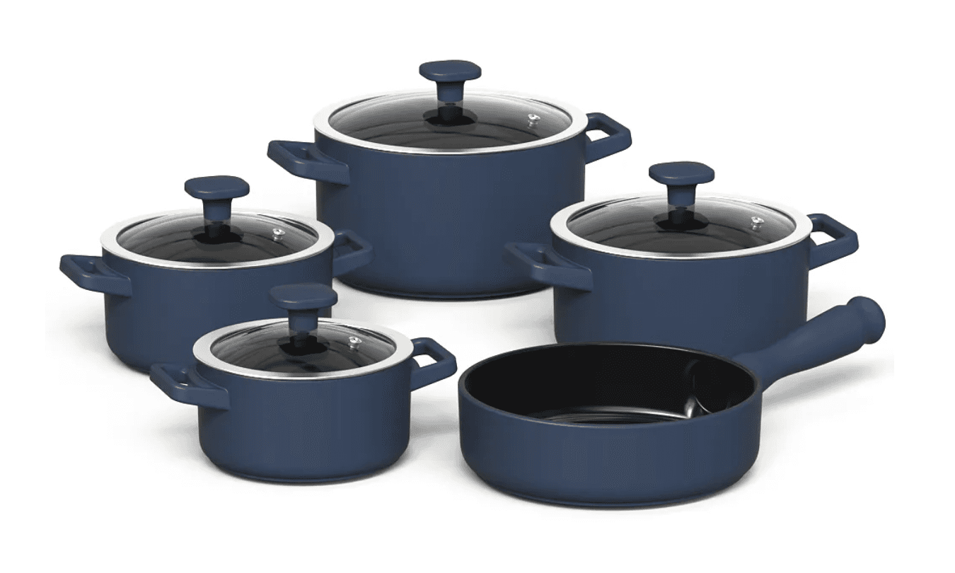 Jogo De Panelas De Cerâmica Aura 5 Pcs - Azul Índigo